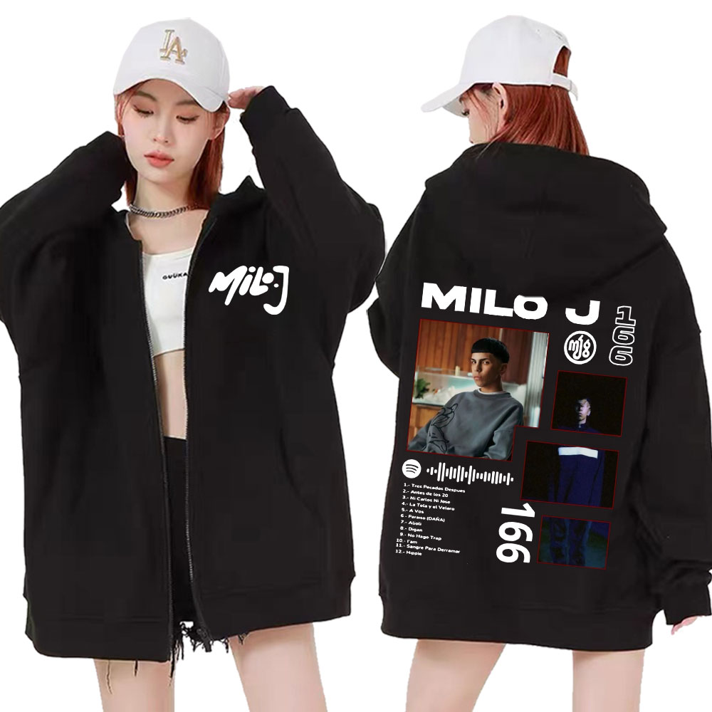Street Fashion Zip Up Hoodie - Rapper Milo J 166 Album Tour