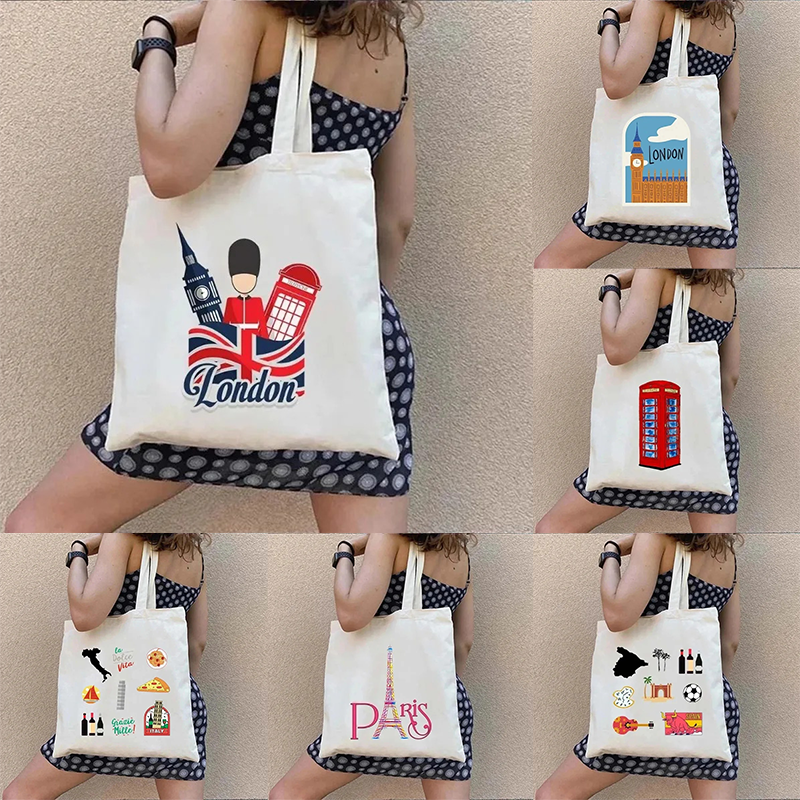 Street Fashion In Paris - London UK Paris Printing Ladies Canvas