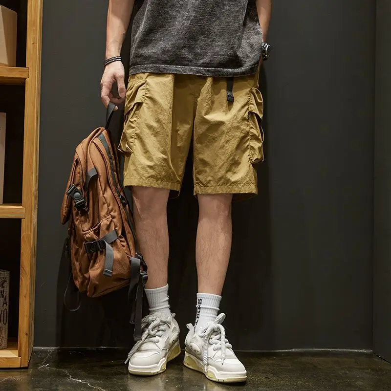 Cargo Pant Wide - Elastic Waist Multi Pocket Solid with
