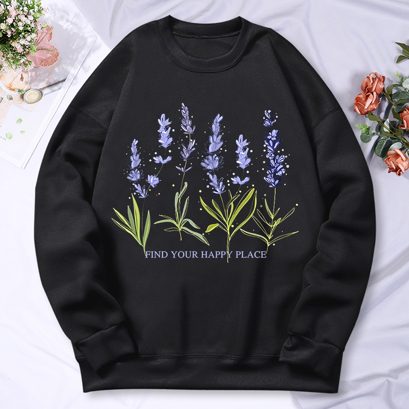 Oversized Crewneck Fleece - Beautiful Of Lavender Printing Women Hoodie