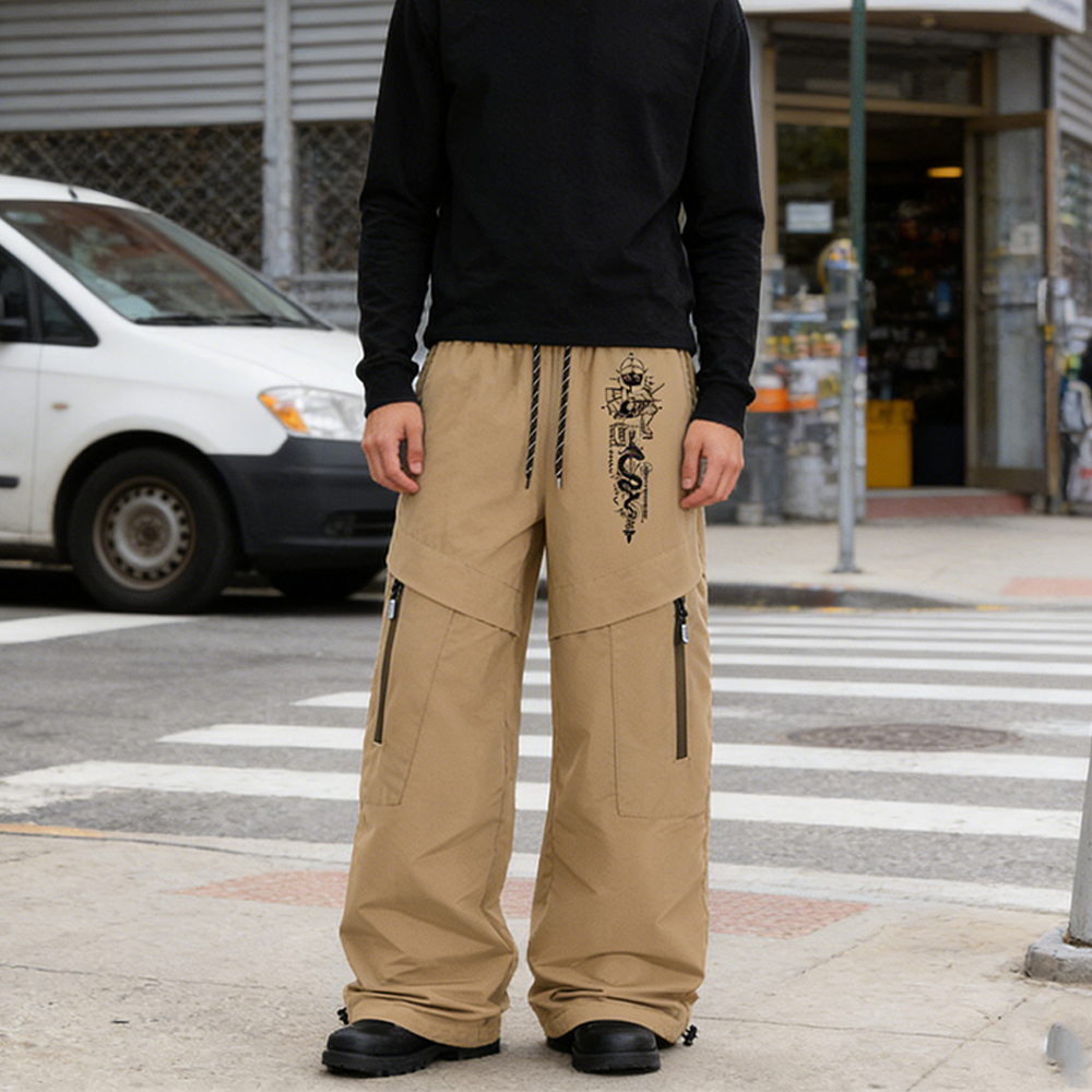 Cargo Pant Wide - Techwear Men's Loose Fit Wide Leg