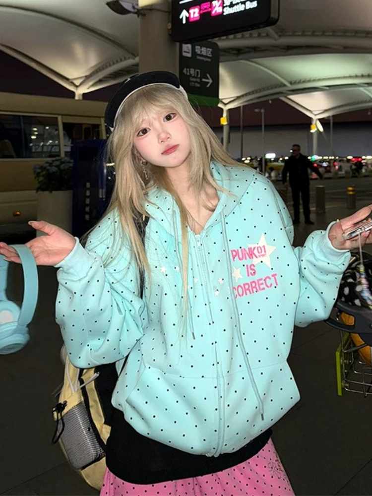 Street Fashion Zip Up Hoodie - Subculture Sweatshirts Women Harajuku Jacket Long