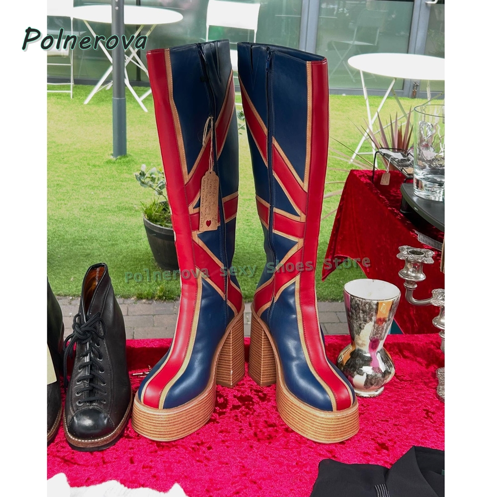 Street Fashion Girl - Union Jack Platform Fashion Boots Round
