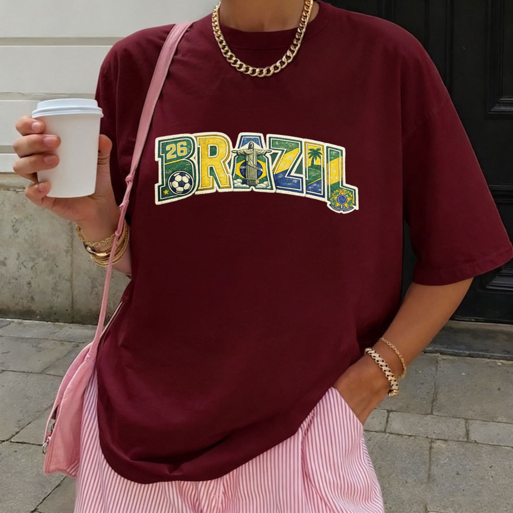 Brazil 2026 Soccer Tee Retro F - Street Fashion Brazil บทวิจารณ์และราคา