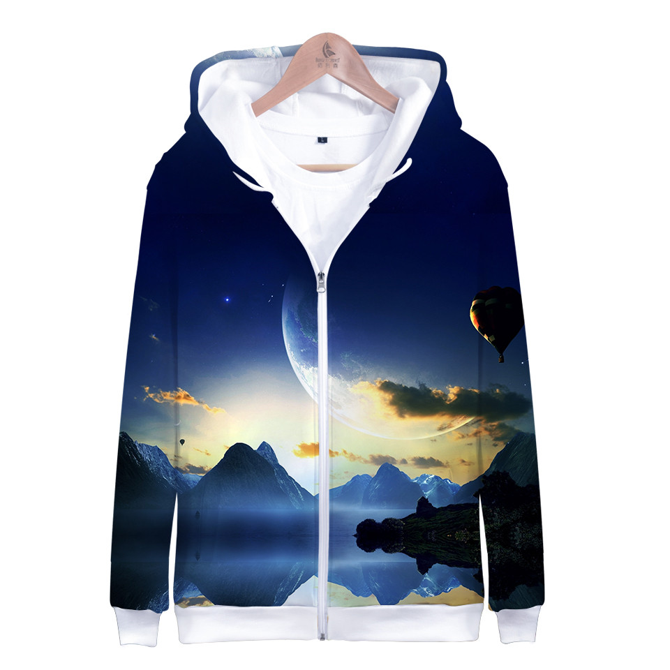 Children Star Space Galaxy Hoo - Street Fashion Zip Up Hoodie บทวิจารณ์และราคา