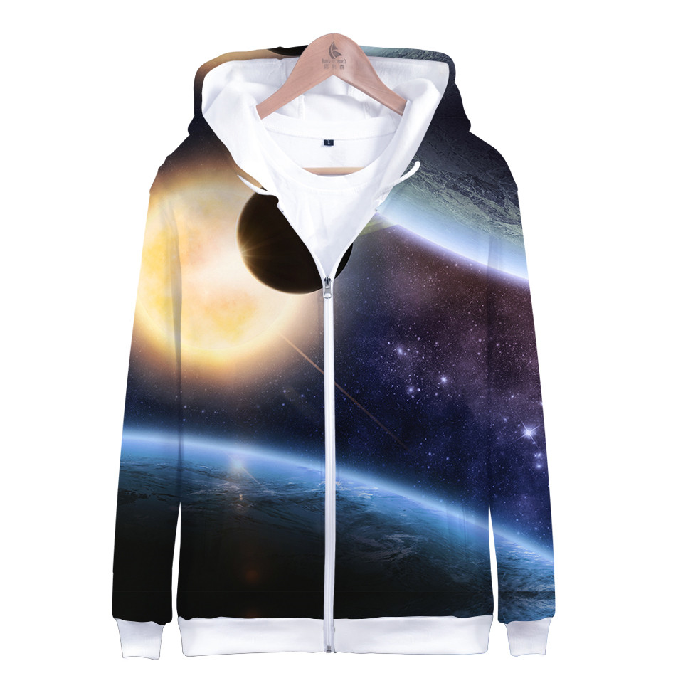 Children Star Space Galaxy Hoo - Street Fashion Zip Up Hoodie บทวิจารณ์และราคา