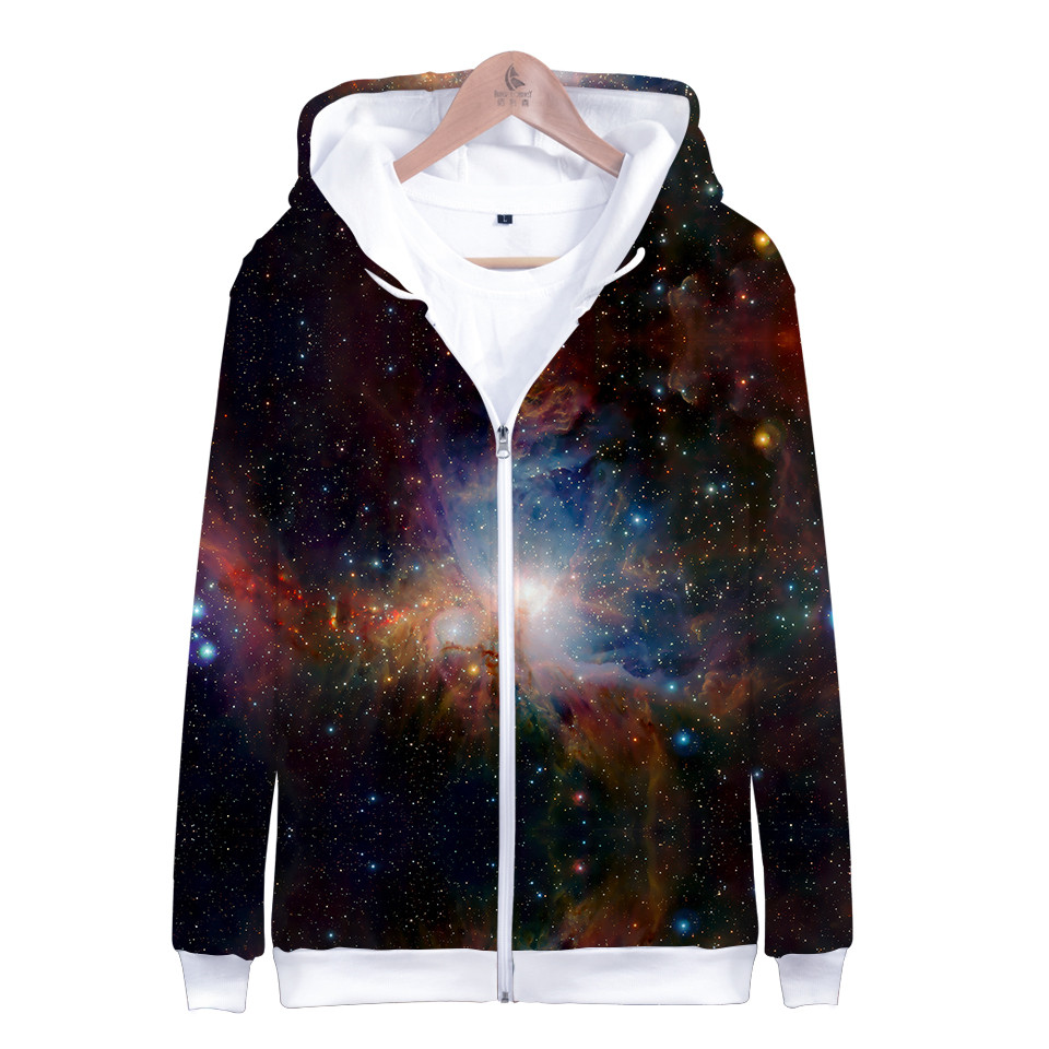 Children Star Space Galaxy Hoo - Street Fashion Zip Up Hoodie บทวิจารณ์และราคา