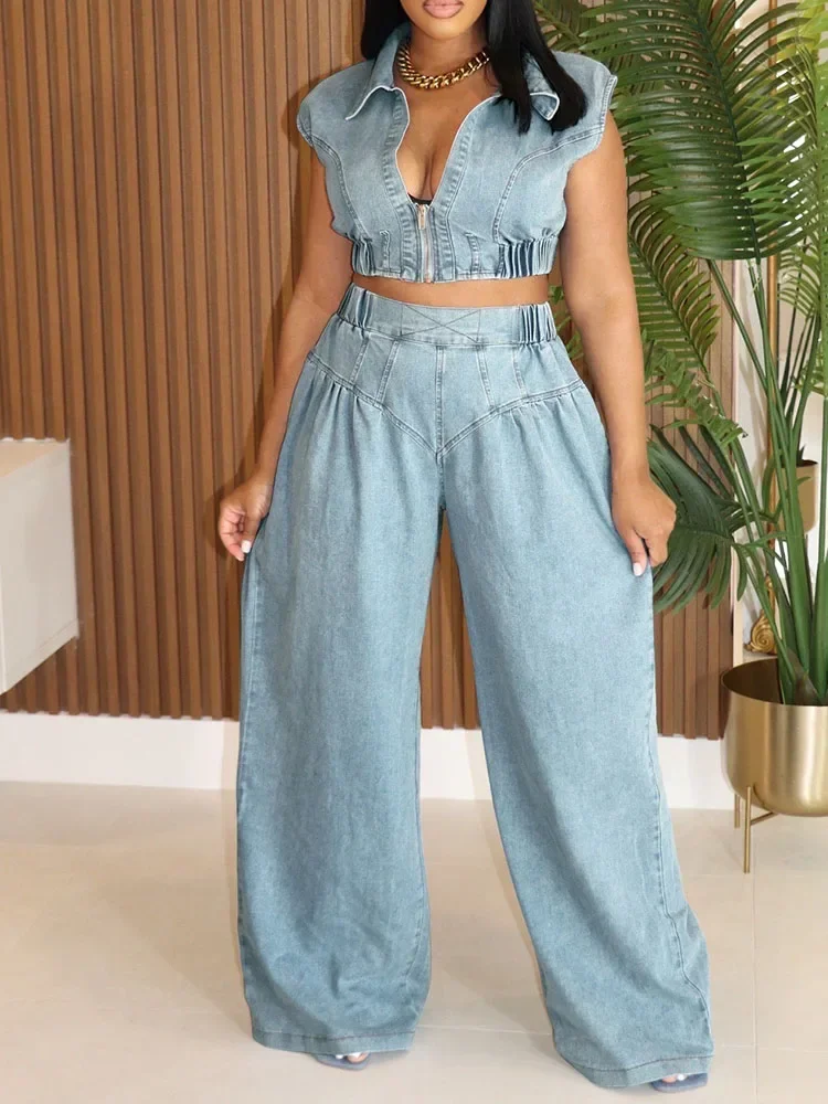 Streetwear Denim Sets Women 2  - Street Fashion Jeans Women บทวิจารณ์และราคา