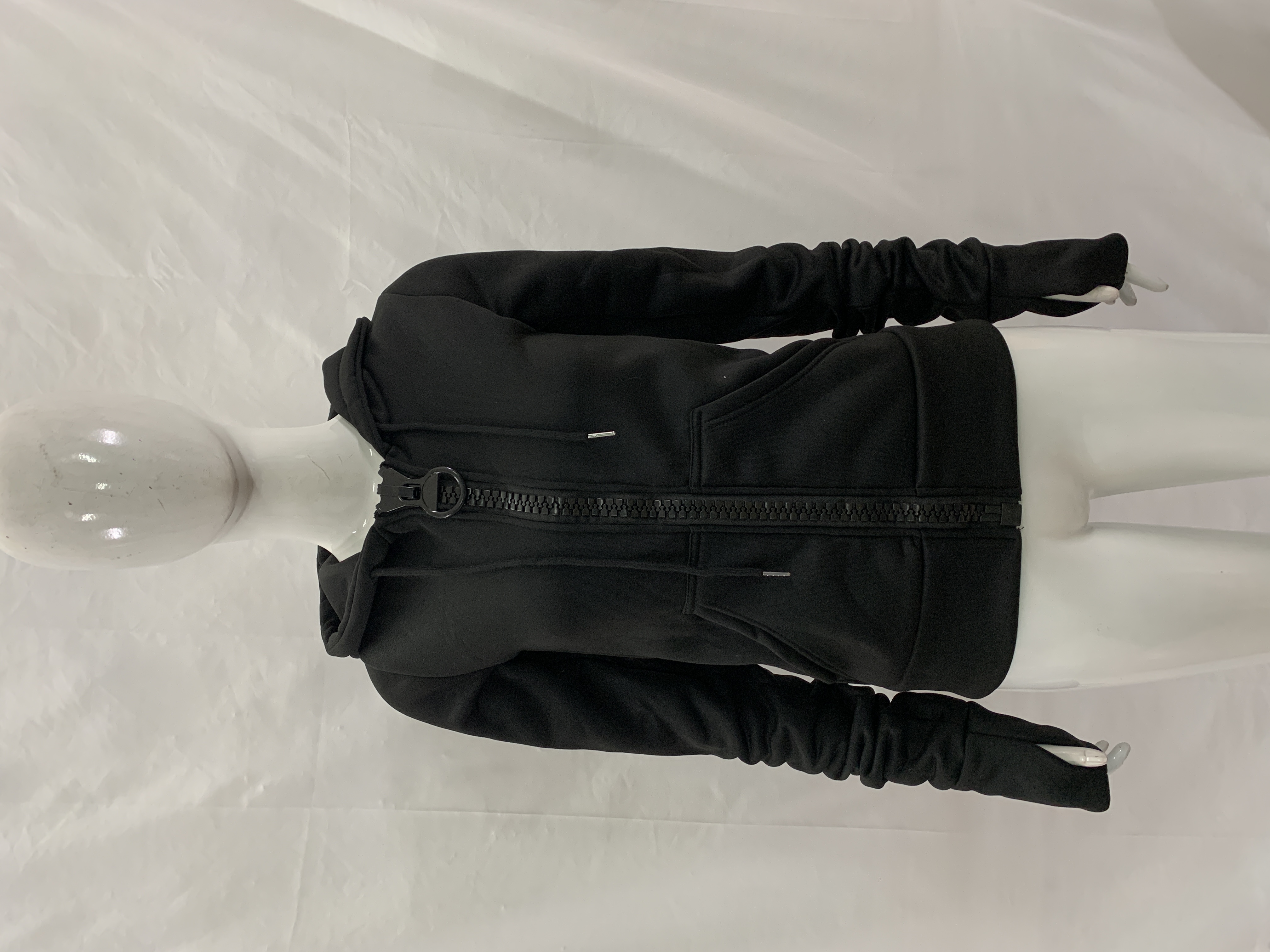 Retro Y2K Black Slim Fit Cropp - Street Fashion Zip Up Hoodie บทวิจารณ์และราคา