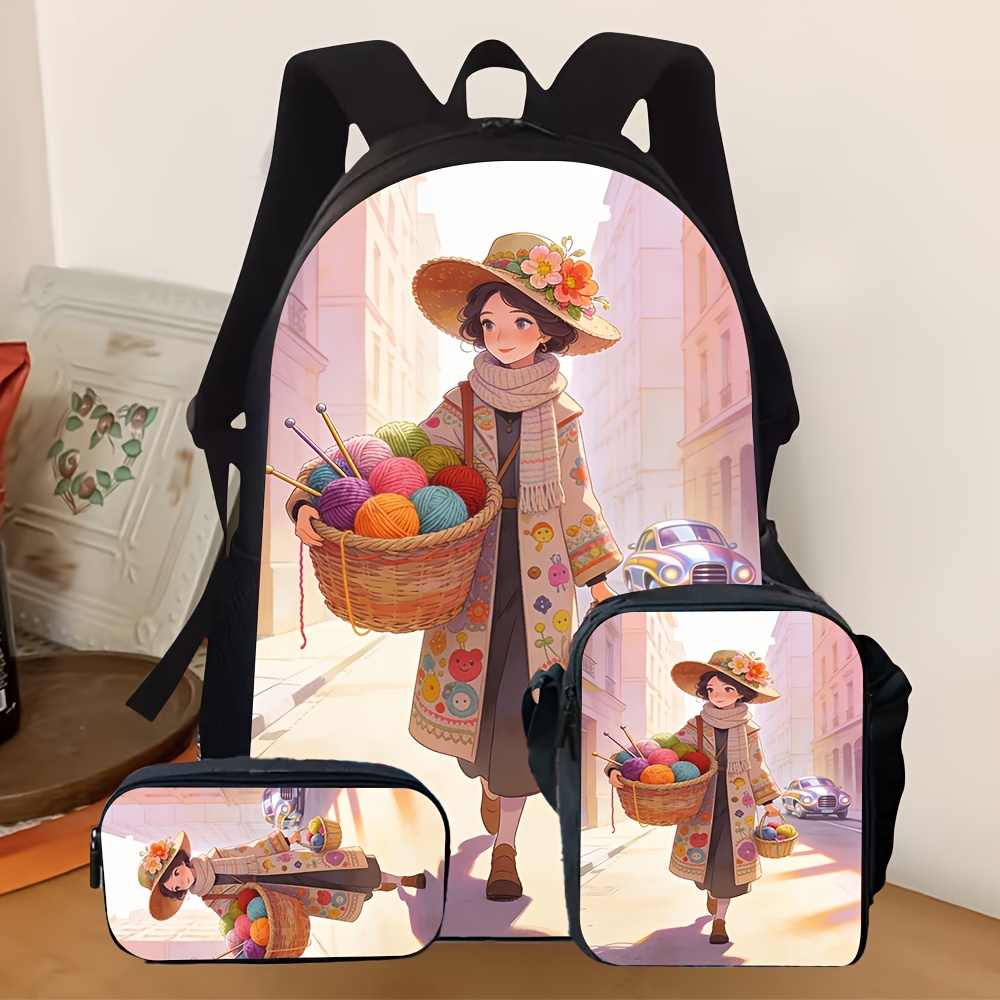 3pcs 2D Flat Backpack Three-Pi - Street Fashion China Beautiful Girls บทวิจารณ์และราคา