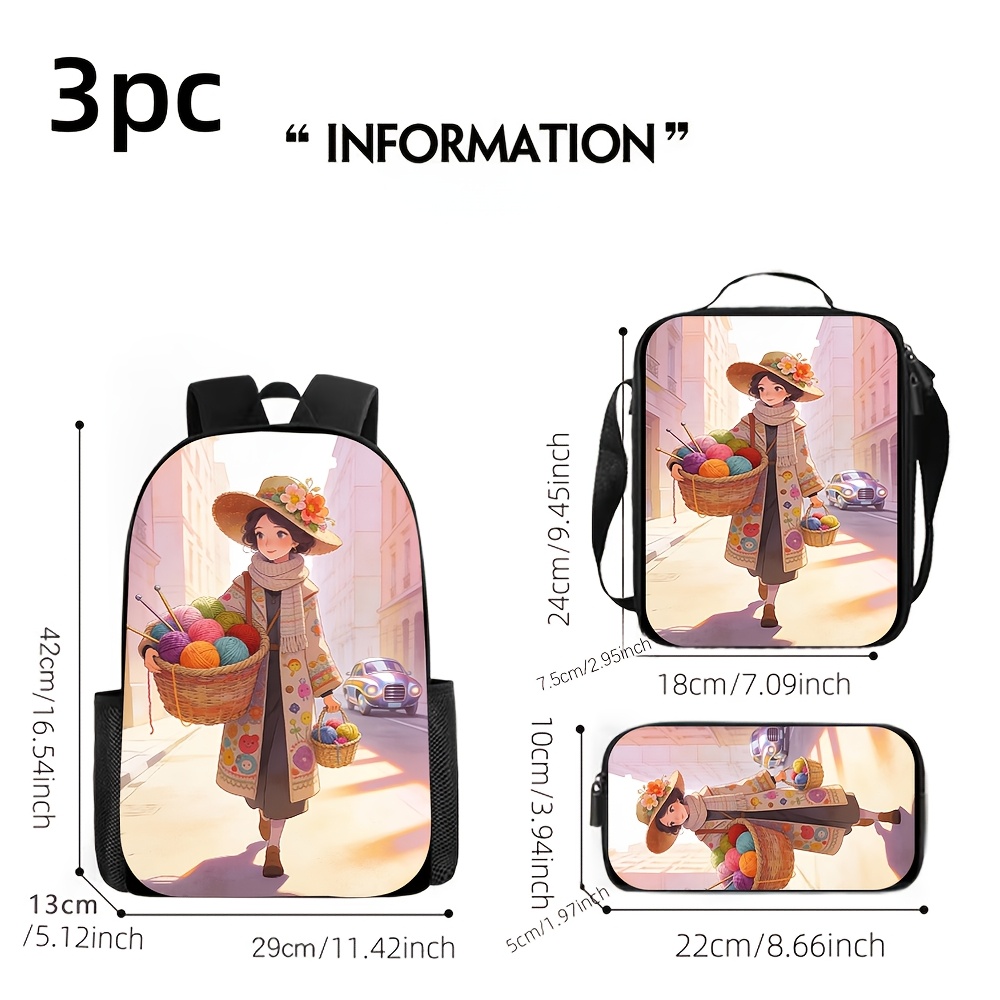 3pcs 2D Flat Backpack Three-Pi - Street Fashion China Beautiful Girls บทวิจารณ์และราคา