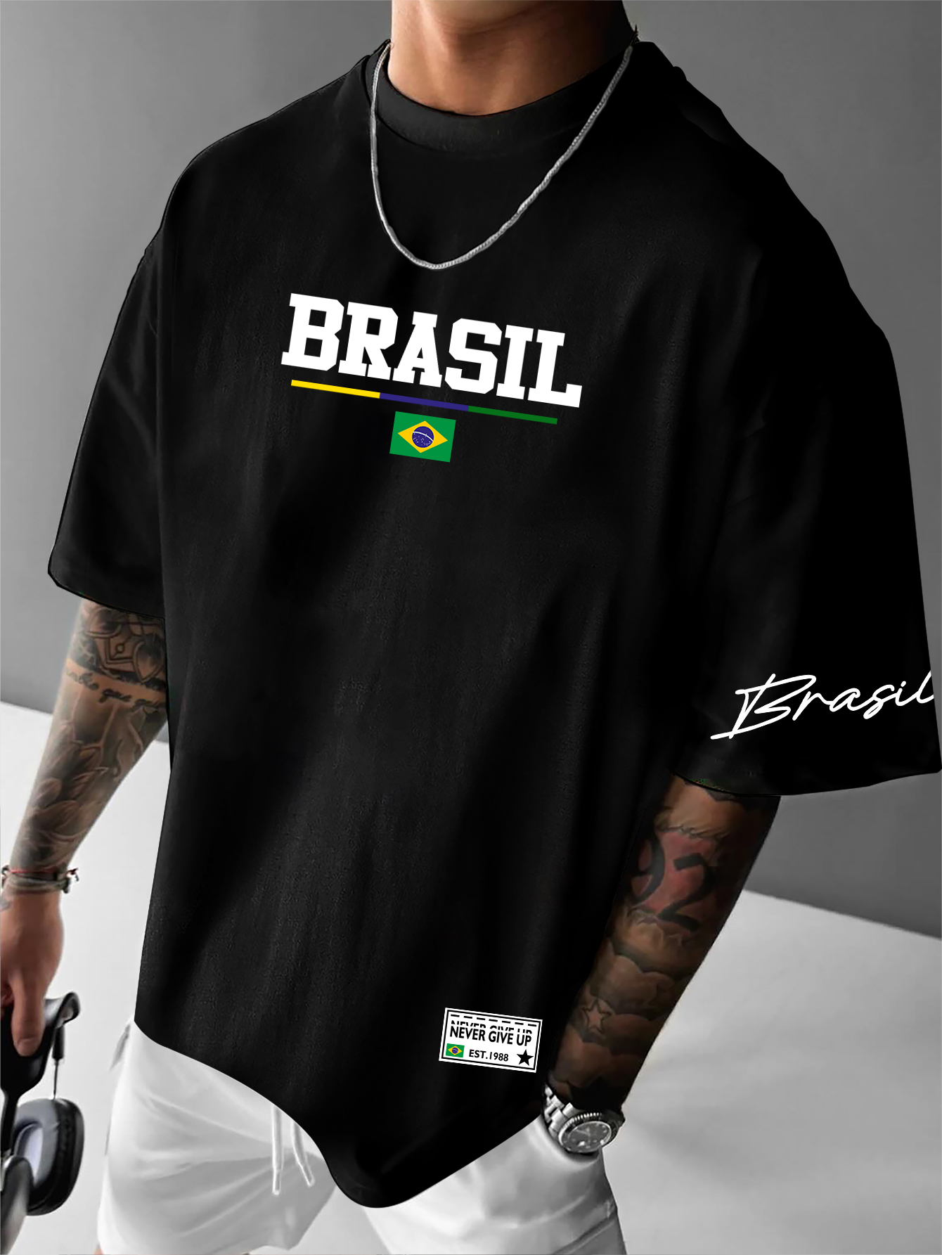 Men's American Retro Brazil Fl - Street Fashion Brazil บทวิจารณ์และราคา