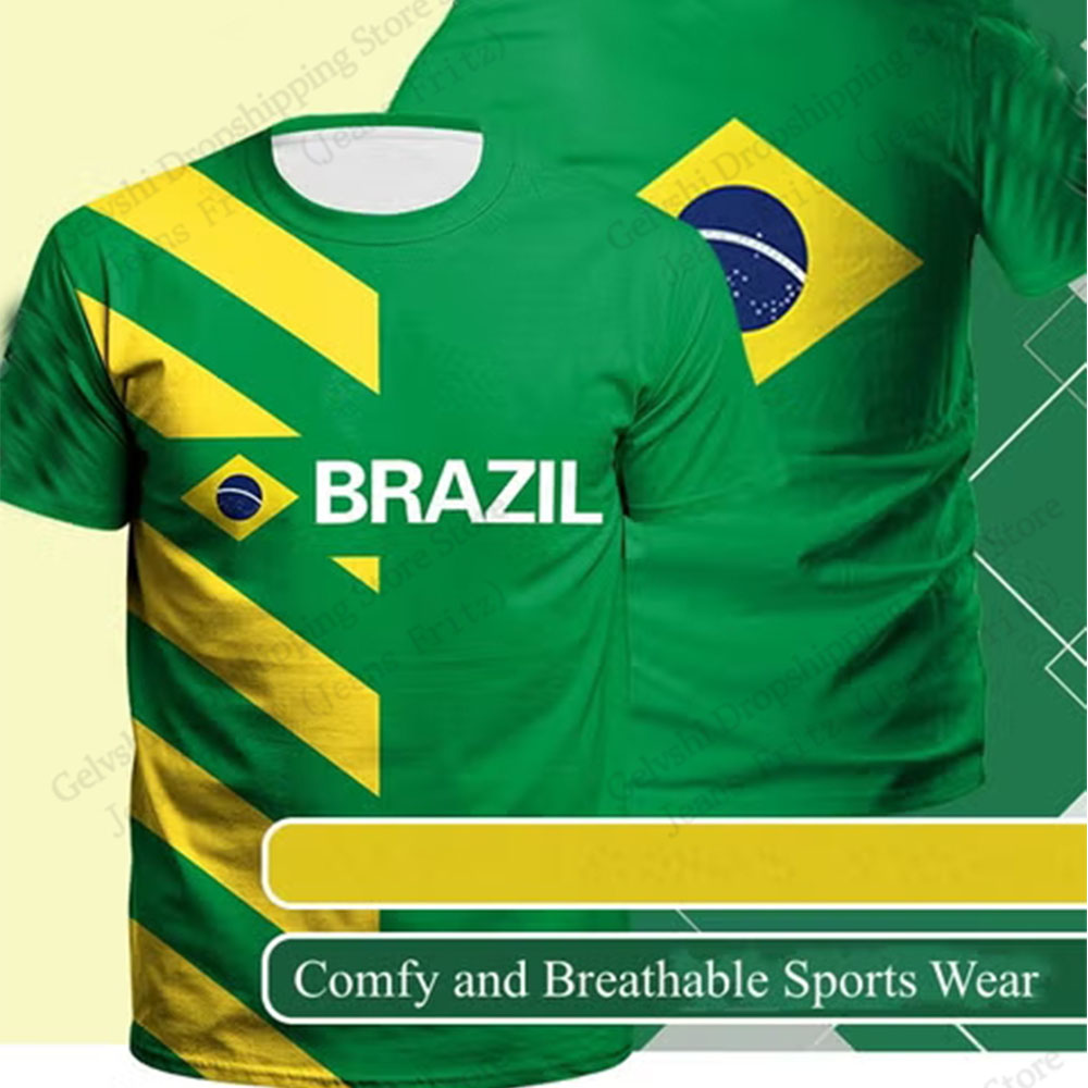 Brazil Letter Mens T-shirt Bra - Street Fashion Brazil บทวิจารณ์และราคา