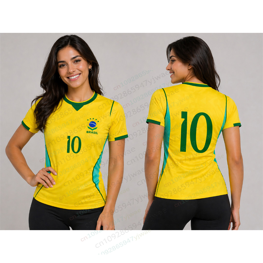 Brazil Yellow Football Shirt F - Street Fashion Brazil บทวิจารณ์และราคา