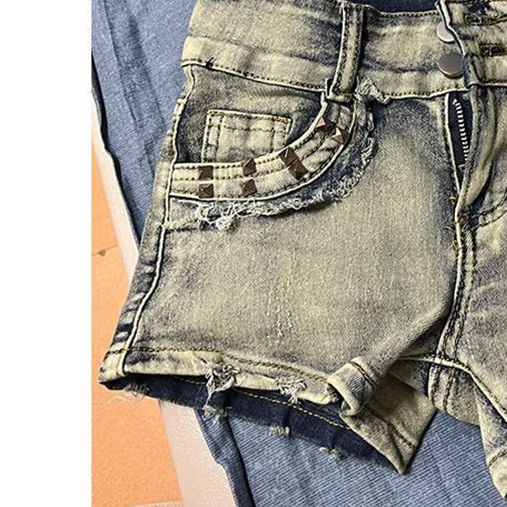 Retroy2K American Rivet Shorts - Street Fashion Girl บทวิจารณ์และราคา