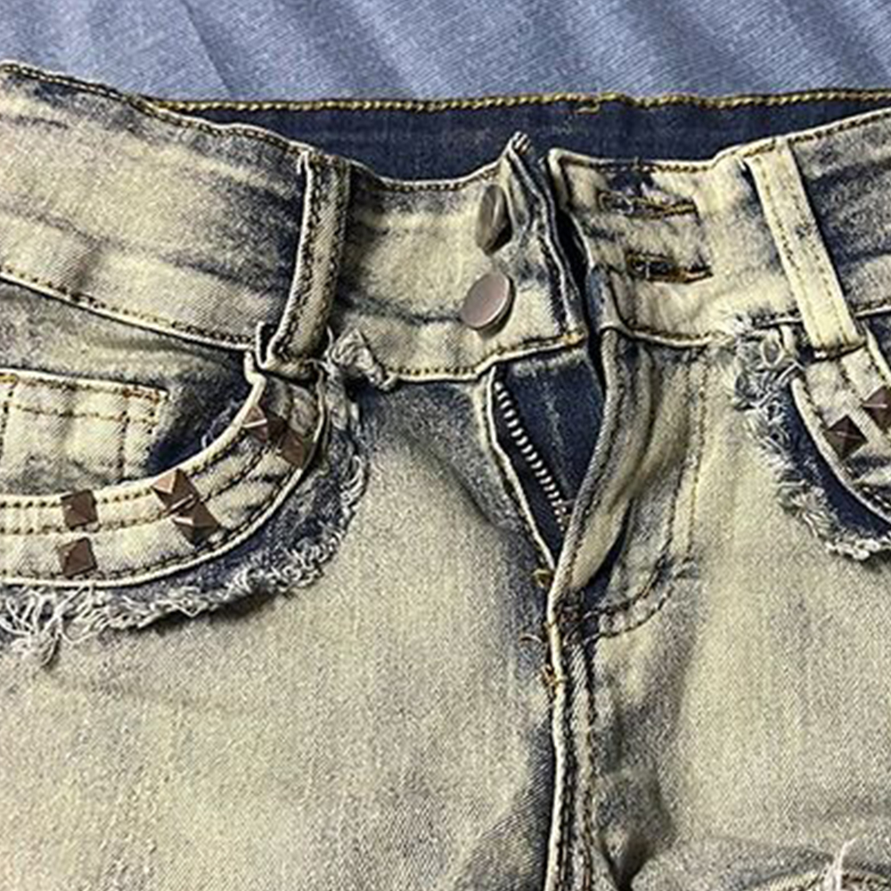 Retroy2K American Rivet Shorts - Street Fashion Girl บทวิจารณ์และราคา