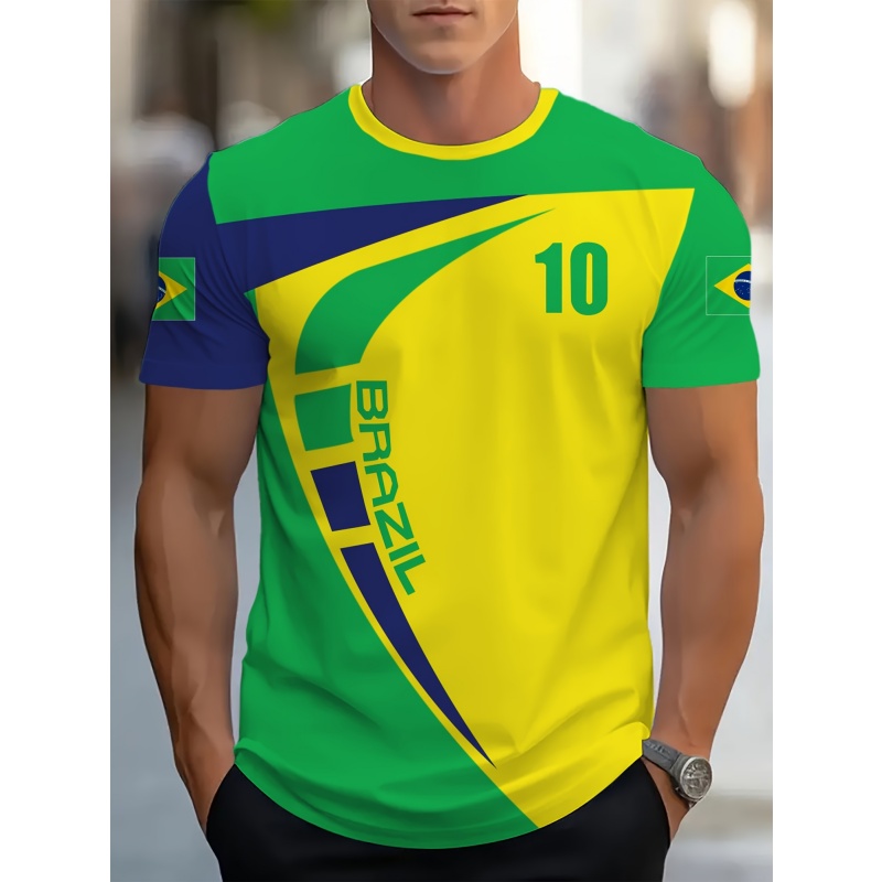 Brazil Soccer #10 T-Shirt Men  - Street Fashion Brazil บทวิจารณ์และราคา