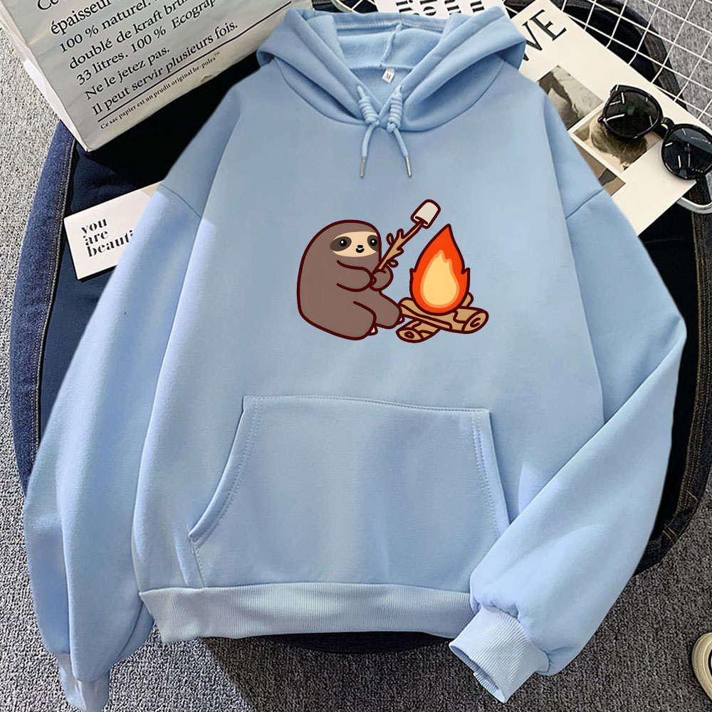 Sloth Kawaii Women Loose Stree - Oversized Crewneck Fleece บทวิจารณ์และราคา
