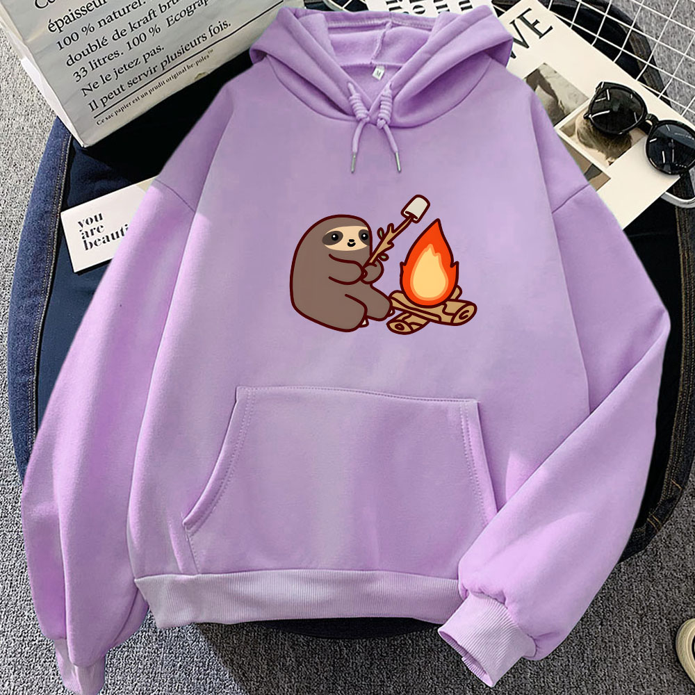 Sloth Kawaii Women Loose Stree - Oversized Crewneck Fleece บทวิจารณ์และราคา