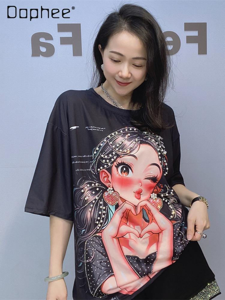 Cartoon Beautiful Girl Print C - Street Fashion China Beautiful Girls บทวิจารณ์และราคา