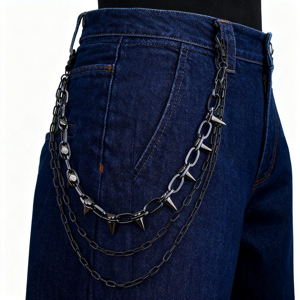 Unisex Hip Hop Punk Rock Metal - Street Fashion Jeans Women บทวิจารณ์และราคา