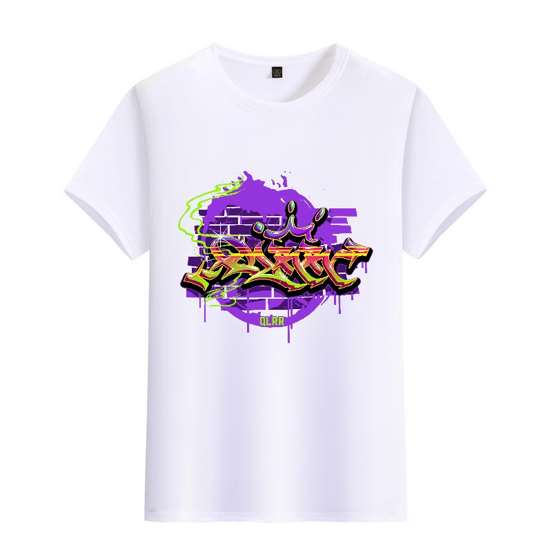 Men's Black Round-Neck Short-S - Street Fashion Graffiti บทวิจารณ์และราคา