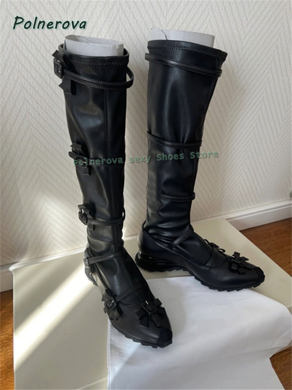 Black Bowknot Fashion Long Boo - Street Fashion Girl บทวิจารณ์และราคา