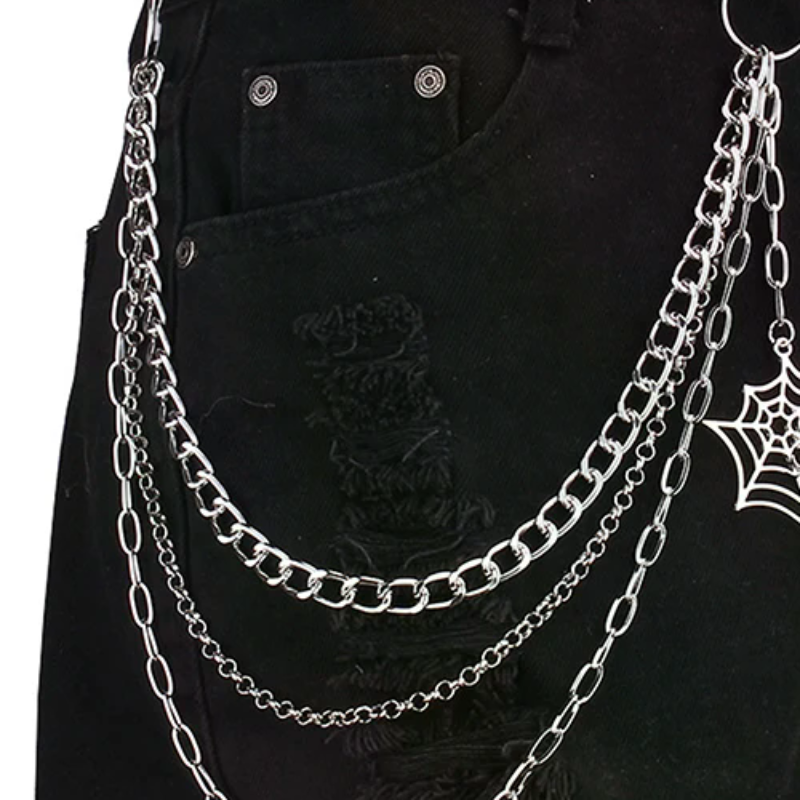 Fashion Punk Metal Pants Chain - Street Fashion Jeans Women บทวิจารณ์และราคา