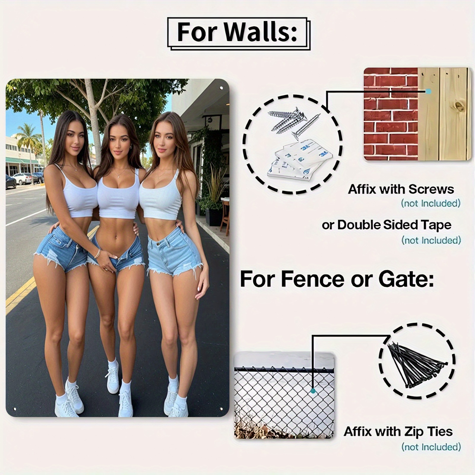 HD Metal Tin Sign Three Gorgeo - Street Fashion Blog บทวิจารณ์และราคา