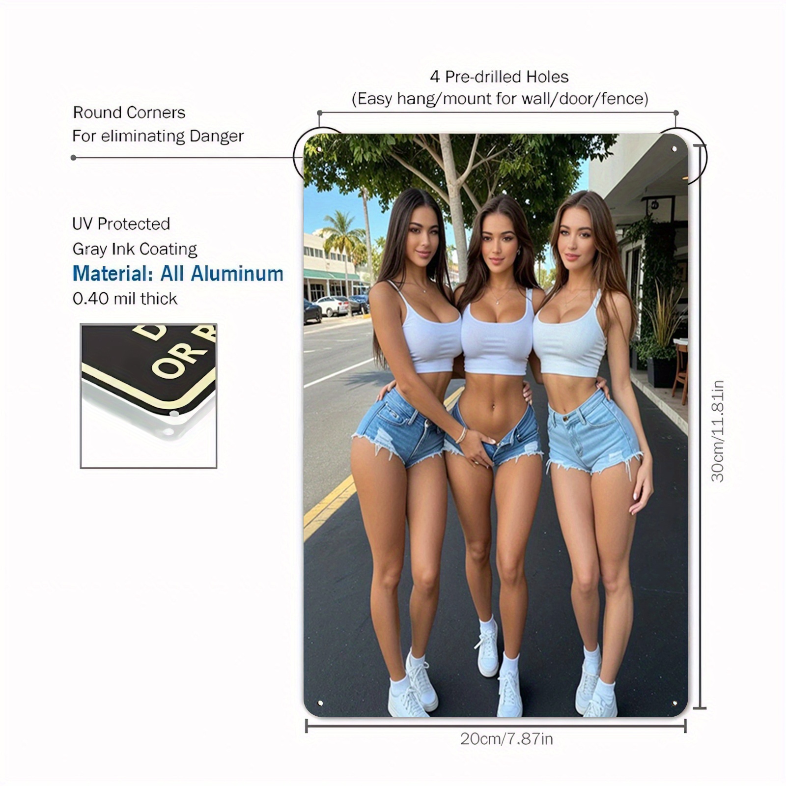 HD Metal Tin Sign Three Gorgeo - Street Fashion Blog บทวิจารณ์และราคา