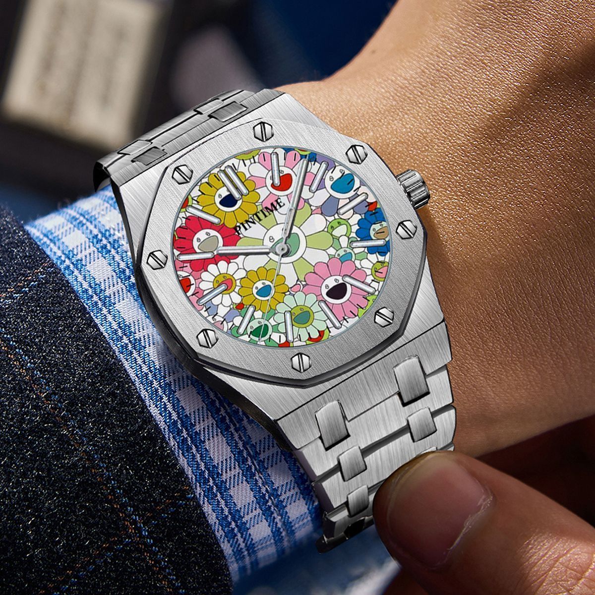 Trendy Sunflower Graffiti Men' - Street Fashion Graffiti บทวิจารณ์และราคา
