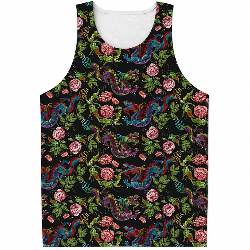 Chinese Dragon Pattern Tank To - Street Fashion In Chinese บทวิจารณ์และราคา