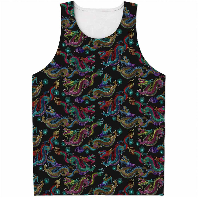 Chinese Dragon Pattern Tank To - Street Fashion In Chinese บทวิจารณ์และราคา