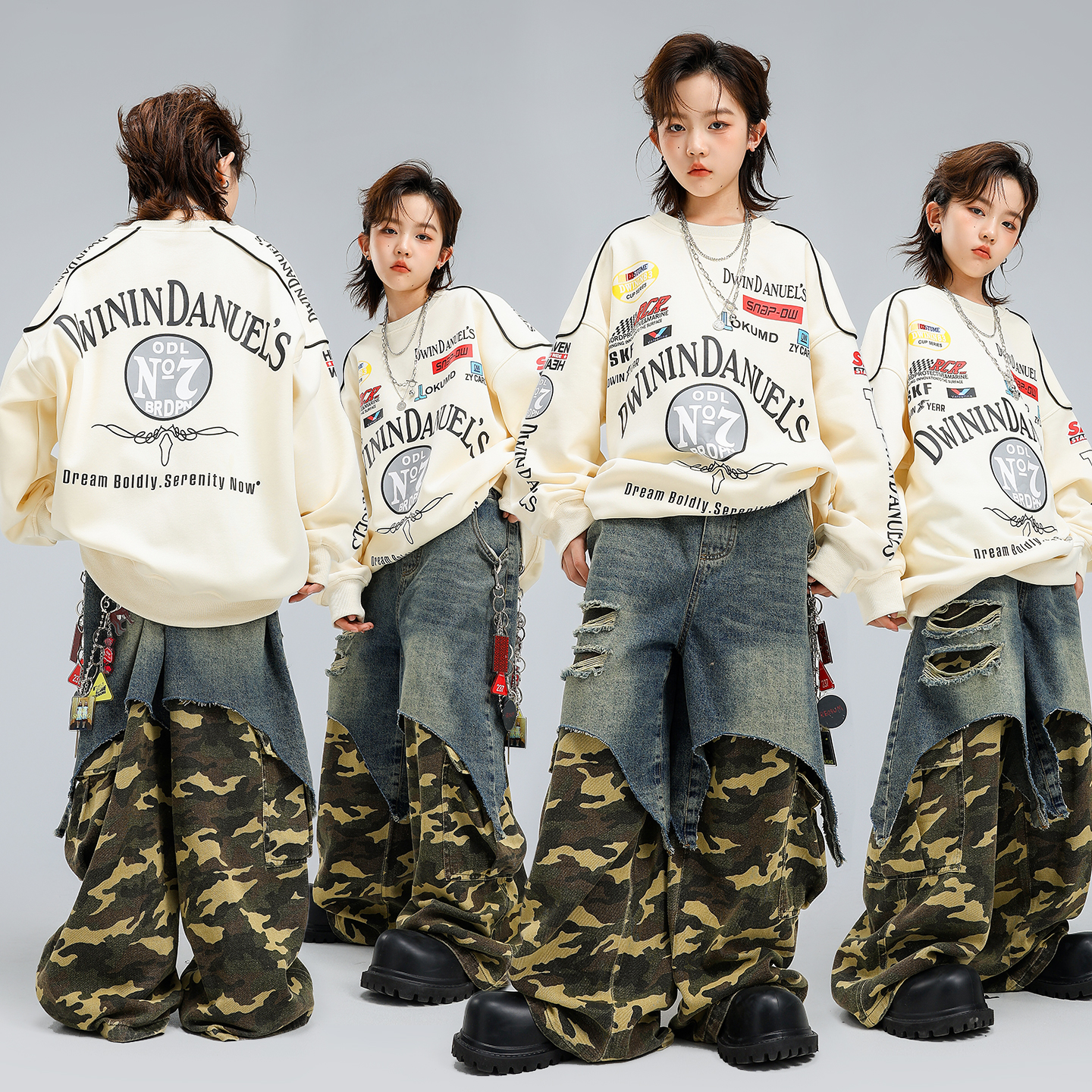 Hip Hop Boys Loose Shirt Camo  - Camo Pattern Set บทวิจารณ์และราคา