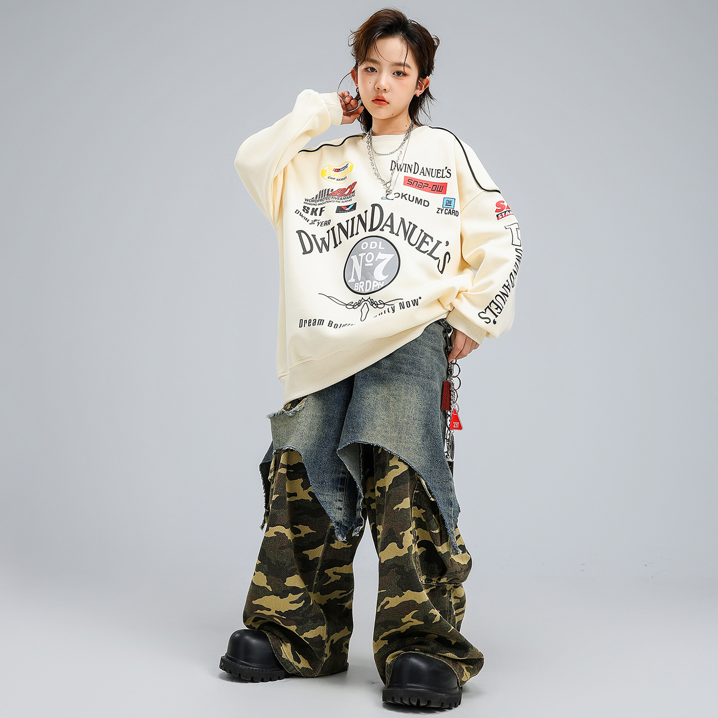 Hip Hop Boys Loose Shirt Camo  - Camo Pattern Set บทวิจารณ์และราคา