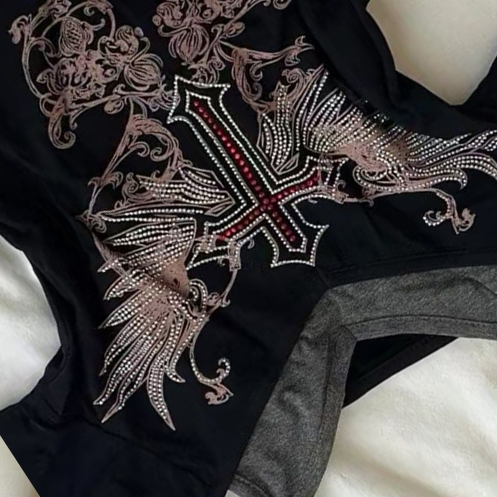 Y2K 90S Black Fake Two-Piece B - Street Fashion Girl บทวิจารณ์และราคา