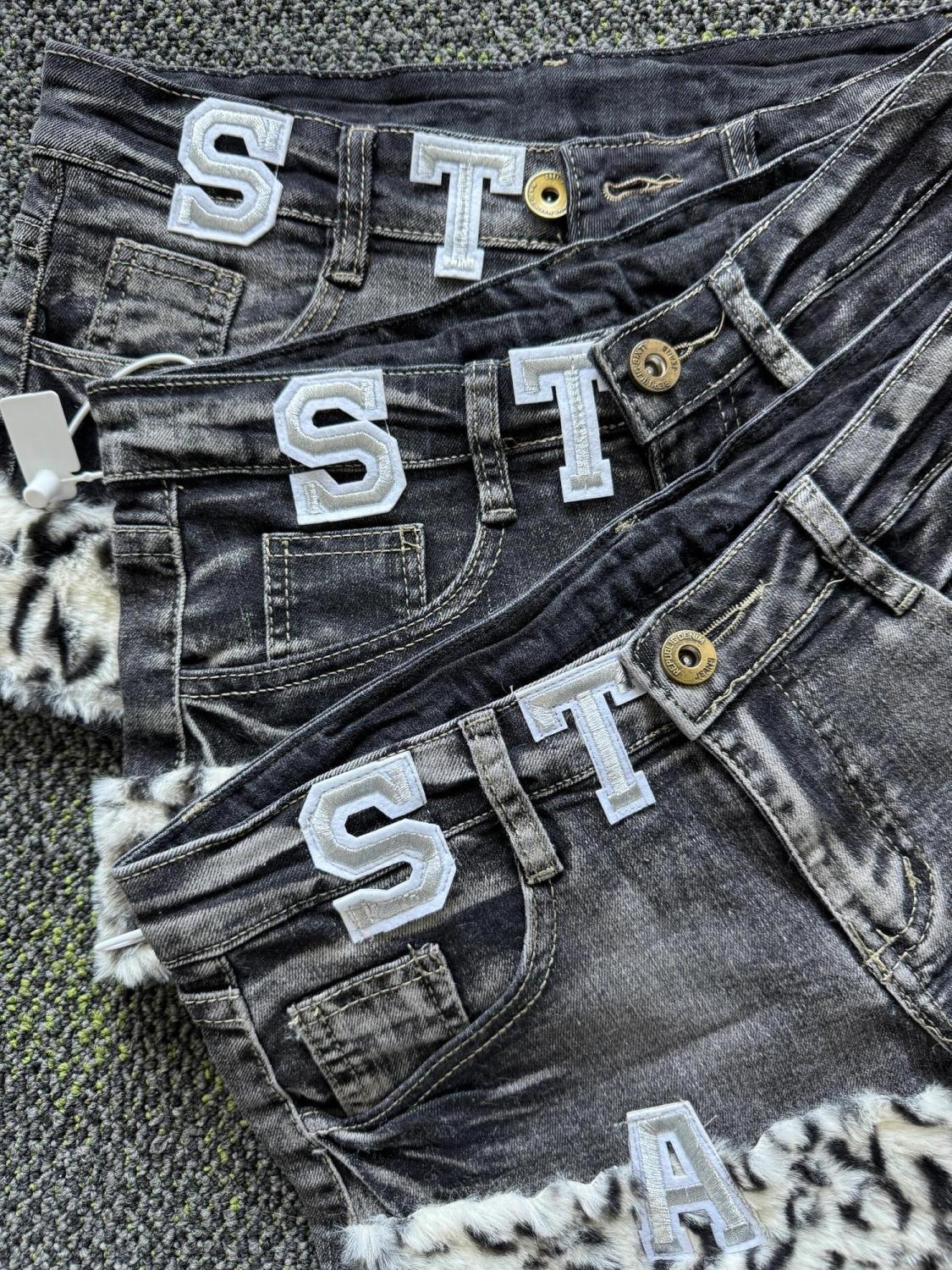 Y2k Embroidered Patch Denim Sh - Street Fashion Jeans Women บทวิจารณ์และราคา