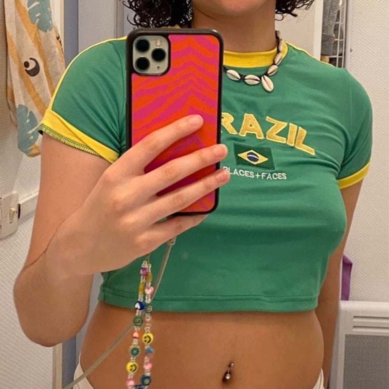Summer 2023 Women Crop Top Y2k - Street Fashion Brazil บทวิจารณ์และราคา