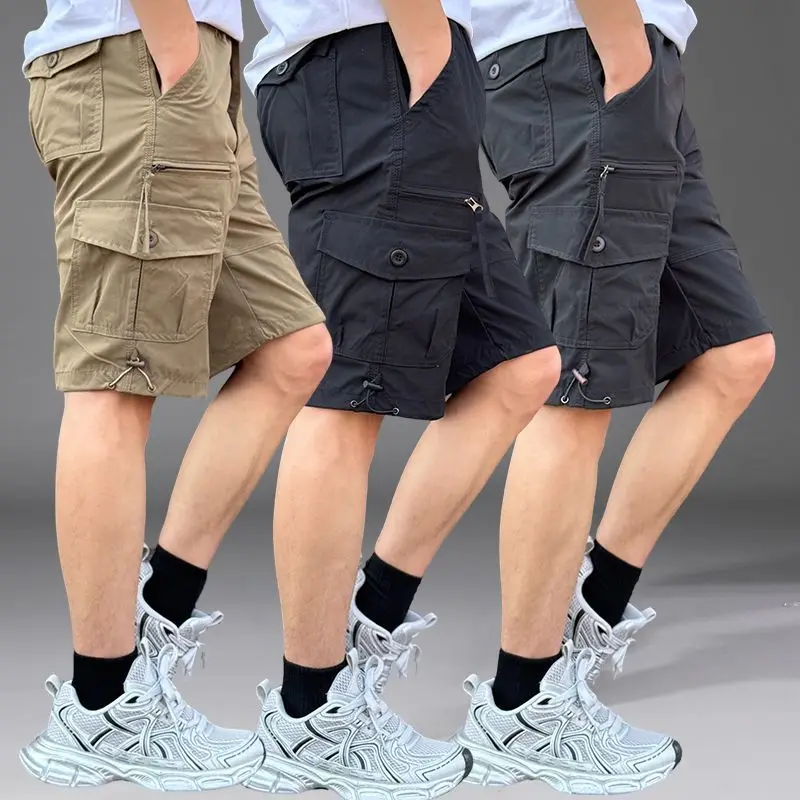 Mens Cargo Shorts Loose Solid  - Cargo Pant Wide บทวิจารณ์และราคา