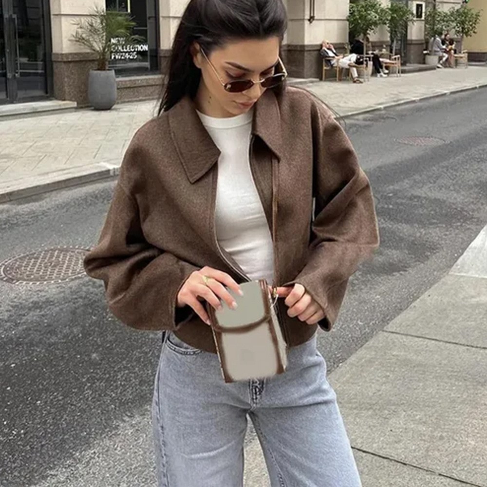 Vintage Solid Brown Turndown C - Street Fashion Shanghai บทวิจารณ์และราคา