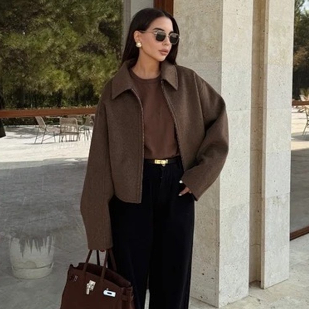 Vintage Solid Brown Turndown C - Street Fashion Shanghai บทวิจารณ์และราคา