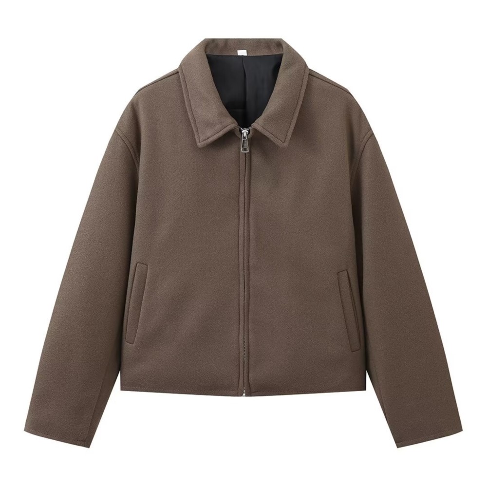 Vintage Solid Brown Turndown C - Street Fashion Shanghai บทวิจารณ์และราคา