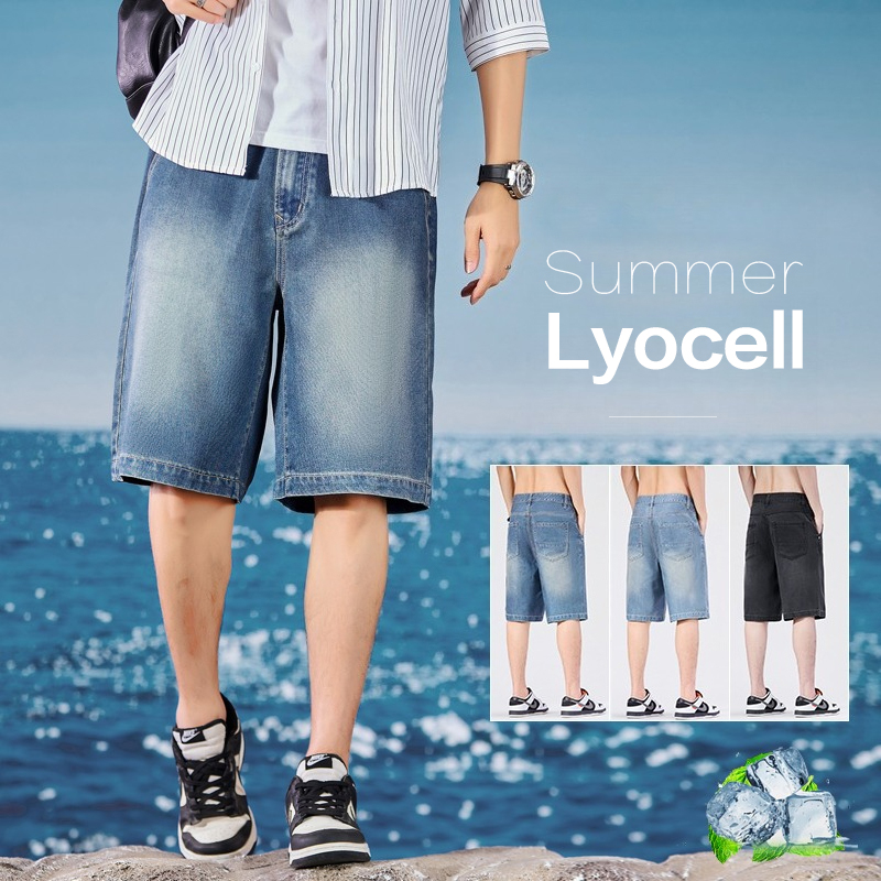 Summer Thin Men's Denim Shorts - Street Fashion Baggy บทวิจารณ์และราคา