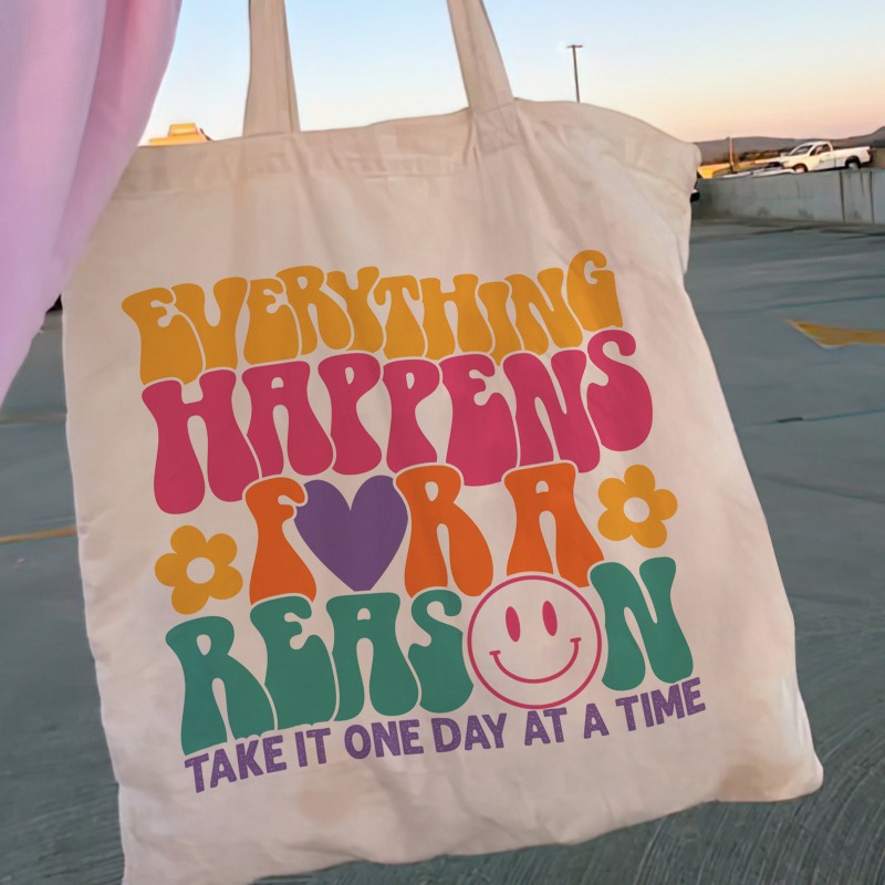 Flower Power Printed Printed C - Tote Bag Canvas Print บทวิจารณ์และราคา