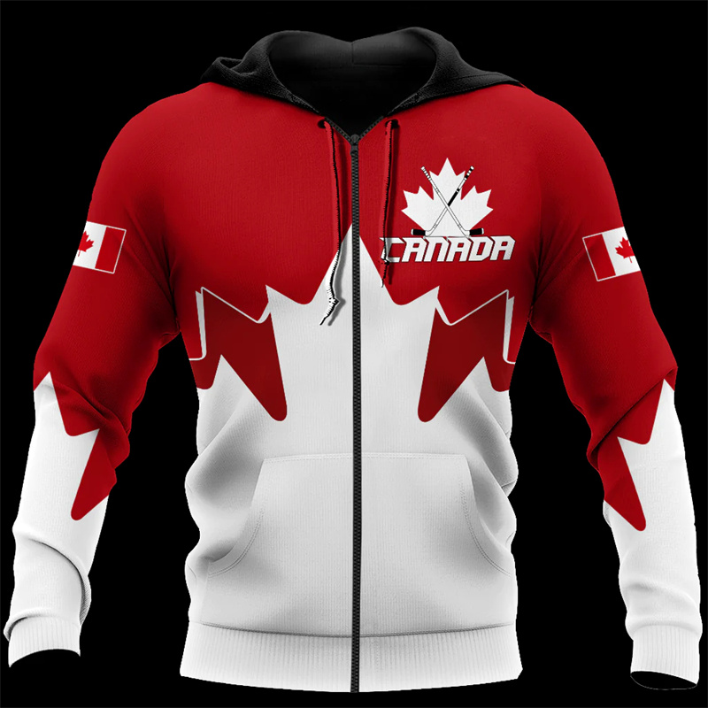Canada 3d All Over Printed Map - Street Fashion Zip Up Hoodie บทวิจารณ์และราคา
