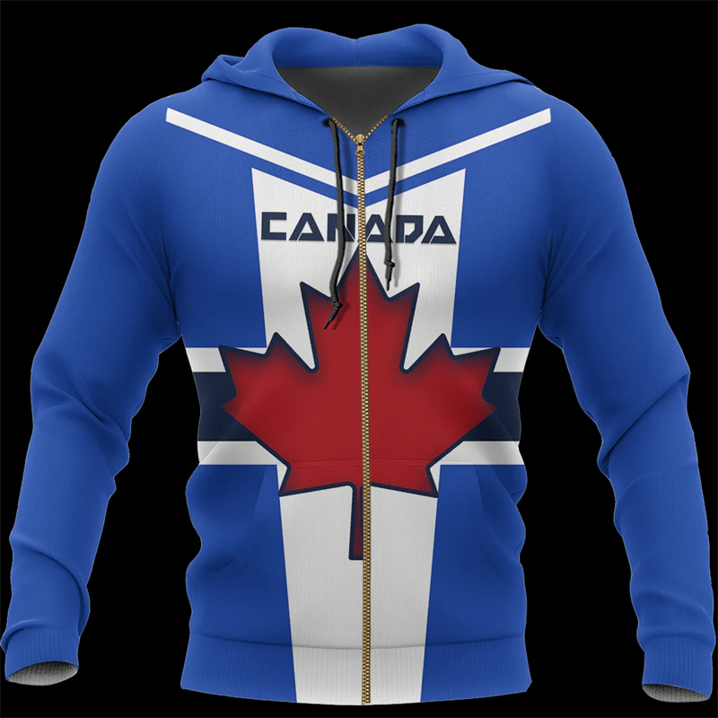 Canada 3d All Over Printed Map - Street Fashion Zip Up Hoodie บทวิจารณ์และราคา