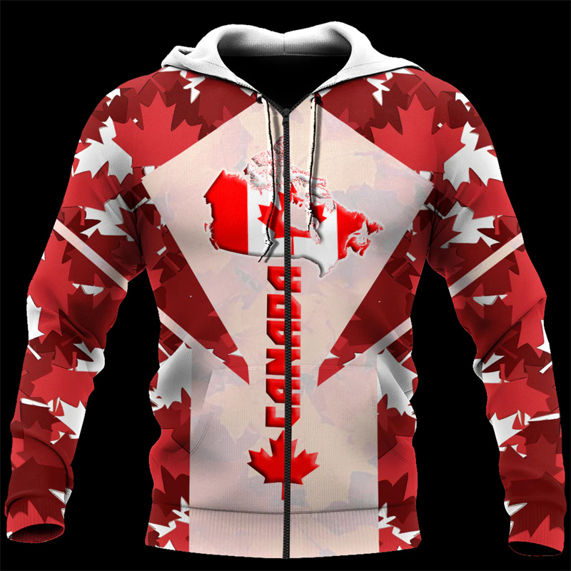 Canada 3d All Over Printed Map - Street Fashion Zip Up Hoodie บทวิจารณ์และราคา