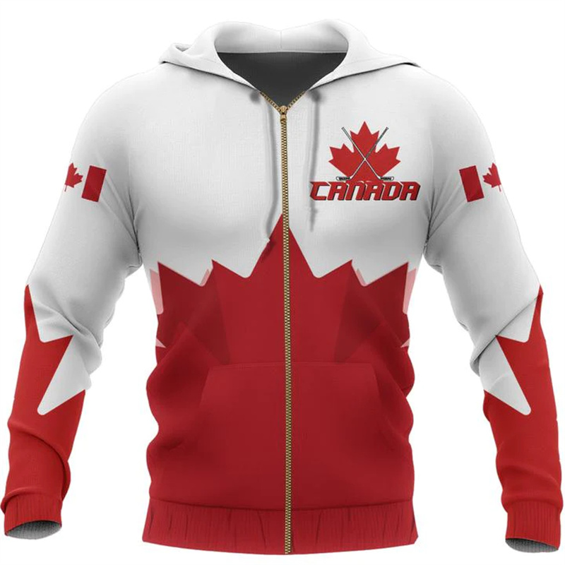 Canada 3d All Over Printed Map - Street Fashion Zip Up Hoodie บทวิจารณ์และราคา