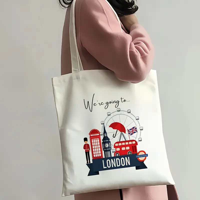 London Landmark Bus Phone Boot - Tote Bag Canvas Print บทวิจารณ์และราคา
