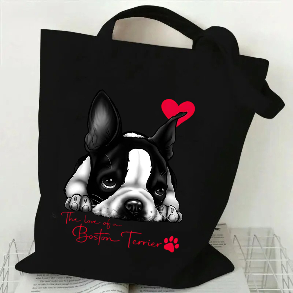 Cute Boston Terrier Canvas Tot - Tote Bag Canvas Print บทวิจารณ์และราคา